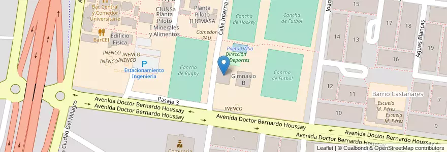Mapa de ubicacion de Gimnasio A en アルゼンチン, サルタ州, Capital, Municipio De Salta, Salta.