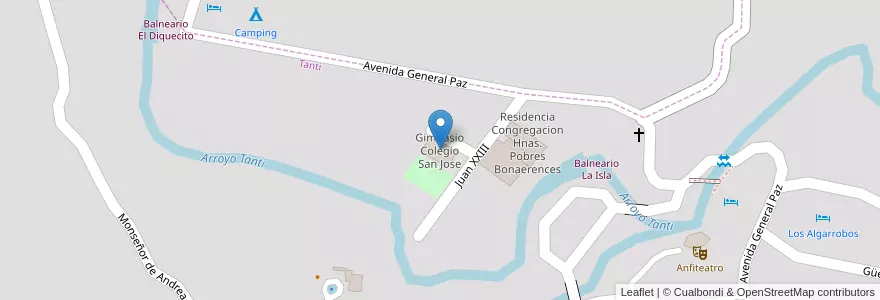Mapa de ubicacion de Gimnasio Colegio San Jose en Argentinien, Provinz Córdoba, Departamento Punilla, Pedanía San Roque, Municipio De Tanti, Tanti.