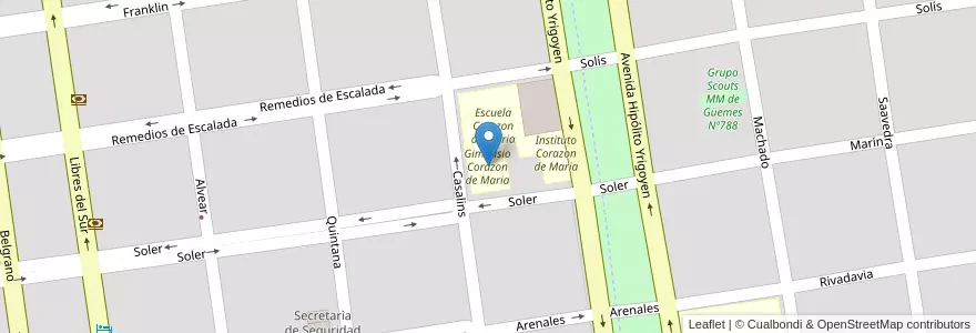 Mapa de ubicacion de Gimnasio Corazon de Maria en Arjantin, Buenos Aires, Partido De Chascomús, Chascomús.