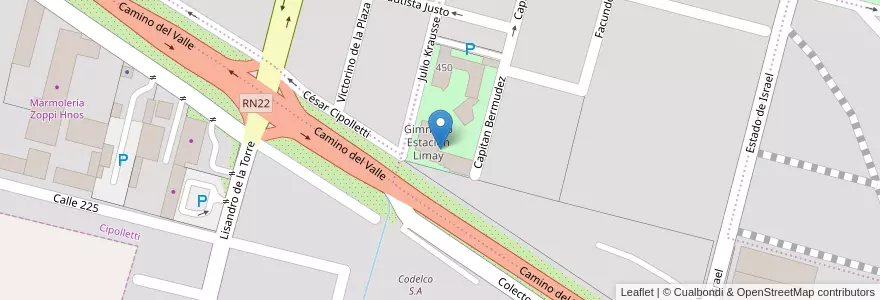 Mapa de ubicacion de Gimnasio Estación Limay en Аргентина, Чили, Рио-Негро, Cipolletti, Departamento General Roca.