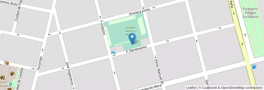 Mapa de ubicacion de Gimnasio Lucio Casarín en الأرجنتين, سانتا في, Departamento Castellanos, Municipio De Rafaela.