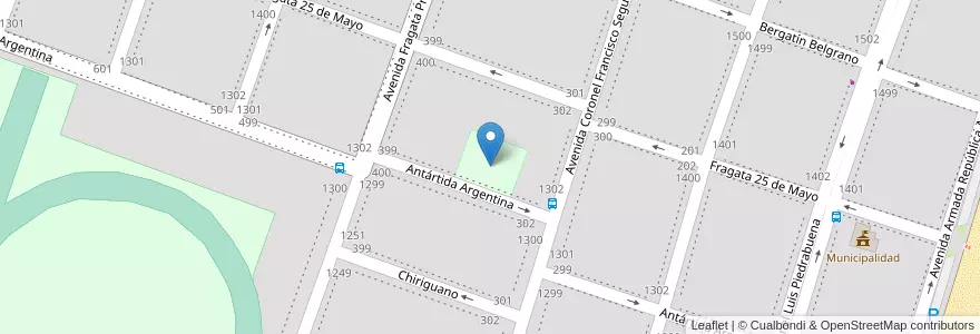 Mapa de ubicacion de Gimnasio Municipal "Manuel Belgrano" en Argentinië, Chili, Chubut, Departamento Escalante, Rada Tilly.