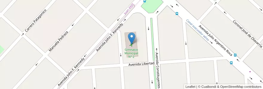 Mapa de ubicacion de Gimnasio Municipal N° 2 en Arjantin, Şili, Chubut, Departamento Escalante, Comodoro Rivadavia.