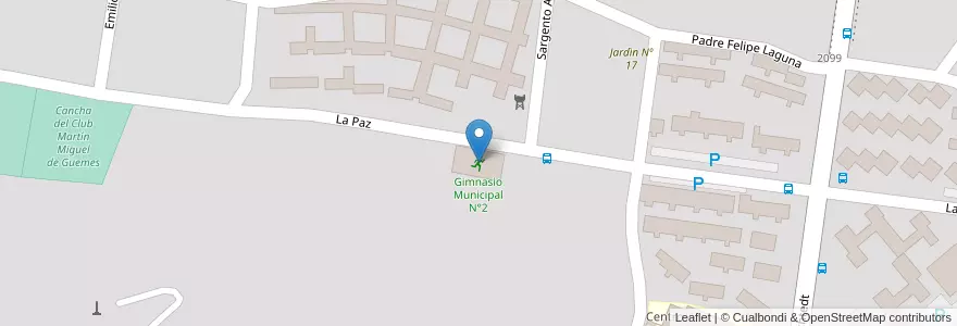 Mapa de ubicacion de Gimnasio Municipal N°2 en アルゼンチン, チリ, リオネグロ州, Departamento Bariloche, Municipio De San Carlos De Bariloche, San Carlos De Bariloche.