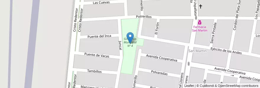 Mapa de ubicacion de Gimnasio Municipal Nº 4 en Arjantin, Şili, Mendoza, Ciudad De Mendoza, Sección 8ª Aeroparque.