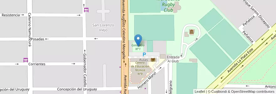 Mapa de ubicacion de Gimnasio N°1 en Аргентина, Чили, Рио-Негро, Cipolletti, Departamento General Roca.