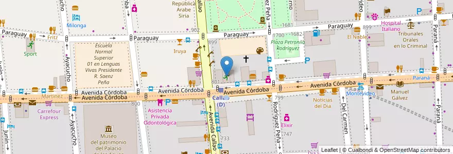 Mapa de ubicacion de Gimnasio, Recoleta en 아르헨티나, Ciudad Autónoma De Buenos Aires, 부에노스아이레스.