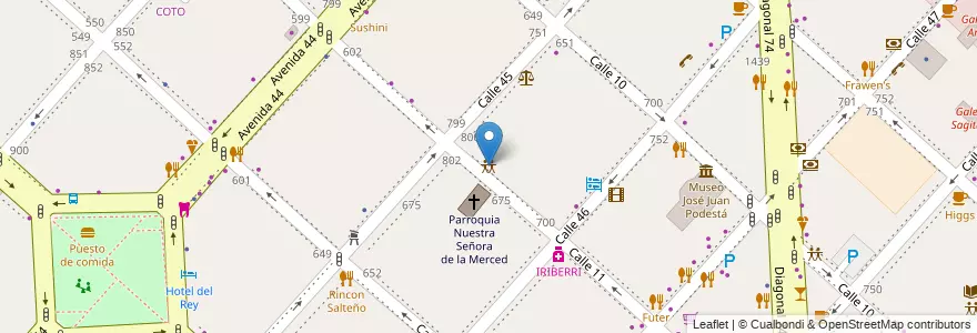 Mapa de ubicacion de Ginko Eventos, Casco Urbano en アルゼンチン, ブエノスアイレス州, Partido De La Plata, La Plata.