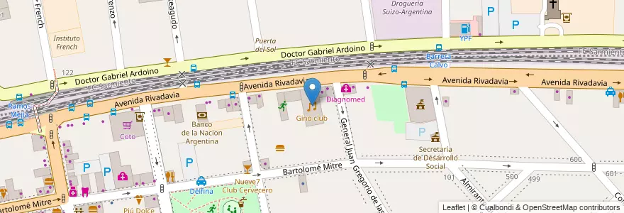 Mapa de ubicacion de Gino club en Arjantin, Buenos Aires, Partido De La Matanza, Ramos Mejía.
