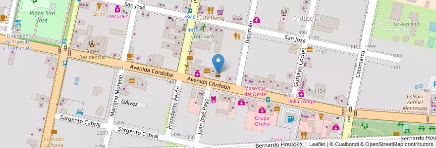 Mapa de ubicacion de Gino en 아르헨티나, Santa Fe, Departamento Rosario, Municipio De Funes, Funes.