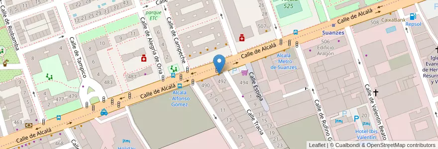 Mapa de ubicacion de Ginos en Испания, Мадрид, Мадрид, Área Metropolitana De Madrid Y Corredor Del Henares, Мадрид.