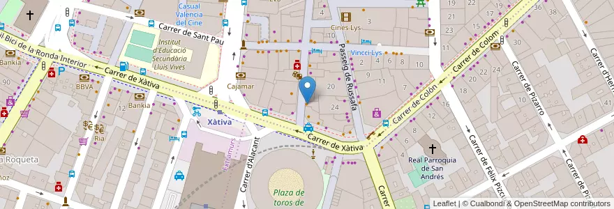 Mapa de ubicacion de Ginos en Espanha, Comunidade Valenciana, València / Valencia, Comarca De València, València.