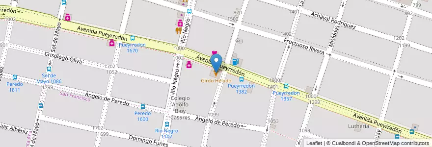 Mapa de ubicacion de Girdo Helado en آرژانتین, Córdoba, Departamento Capital, Pedanía Capital, Córdoba, Municipio De Córdoba.