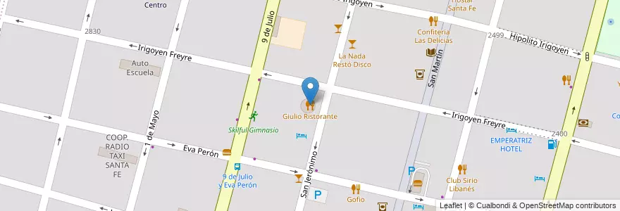Mapa de ubicacion de Giulio Ristorante en آرژانتین, سانتافه, Departamento La Capital, Santa Fe Capital, سانتافه.