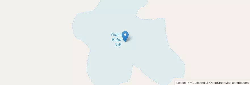Mapa de ubicacion de Glaciar Beban SW en الأرجنتين, Departamento Ushuaia, تشيلي, محافظة تييرا ديل فويغو.