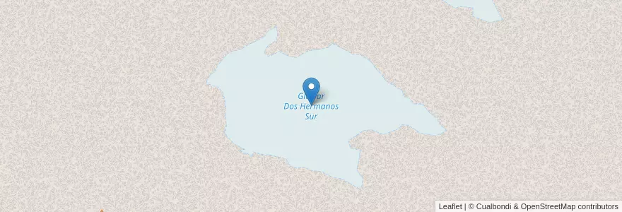 Mapa de ubicacion de Glaciar Dos Hermanos Sur en Argentinië, Departamento Ushuaia, Chili, Vuurland.