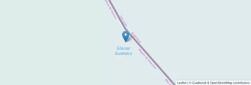 Mapa de ubicacion de Glaciar Guanaco en Cile, Iglesia.