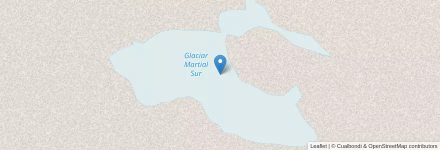 Mapa de ubicacion de Glaciar Martial Sur en Argentina, Departamento Ushuaia, Chile, Wilayah Tierra Del Fuego.