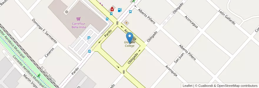 Mapa de ubicacion de Glasgow College en 아르헨티나, 부에노스아이레스주, Partido De San Miguel, Bella Vista.