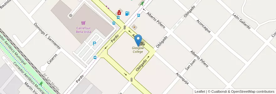 Mapa de ubicacion de Glasgow College en Arjantin, Buenos Aires, Partido De San Miguel, Bella Vista.