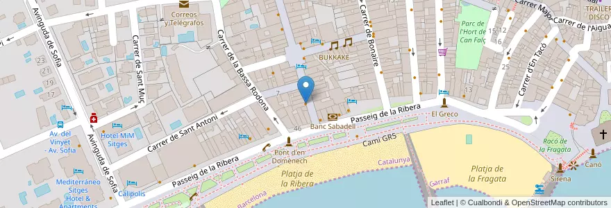 Mapa de ubicacion de Global en 西班牙, Catalunya, Barcelona, Garraf, Sitges.