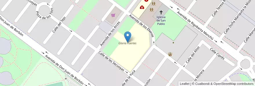 Mapa de ubicacion de Gloria Fuertes en Испания, Мадрид, Мадрид, Área Metropolitana De Madrid Y Corredor Del Henares, Getafe.