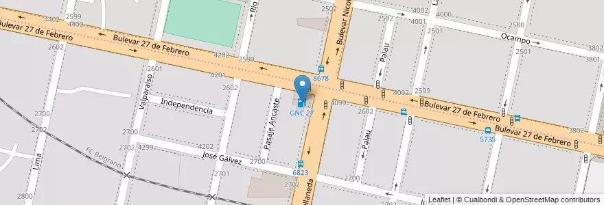 Mapa de ubicacion de GNC 27 en الأرجنتين, سانتا في, Departamento Rosario, Municipio De Rosario, روساريو.
