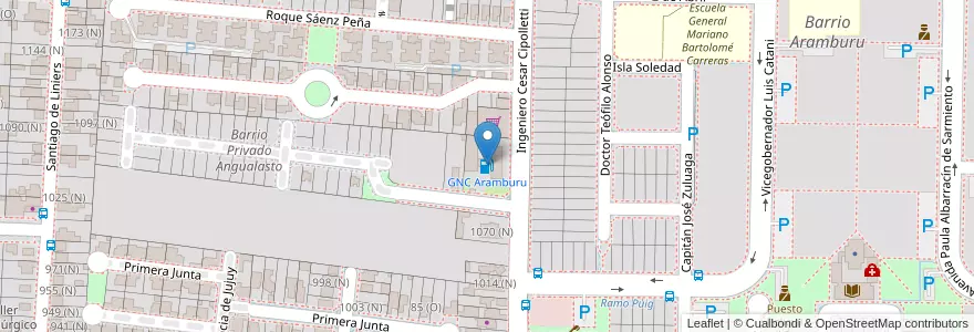 Mapa de ubicacion de GNC Aramburu en Arjantin, San Juan, Şili, Rivadavia.