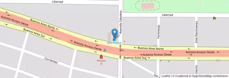 Mapa de ubicacion de GNS Plottier en アルゼンチン, チリ, ネウケン州, Departamento Confluencia, Municipio De Plottier, Plottier.