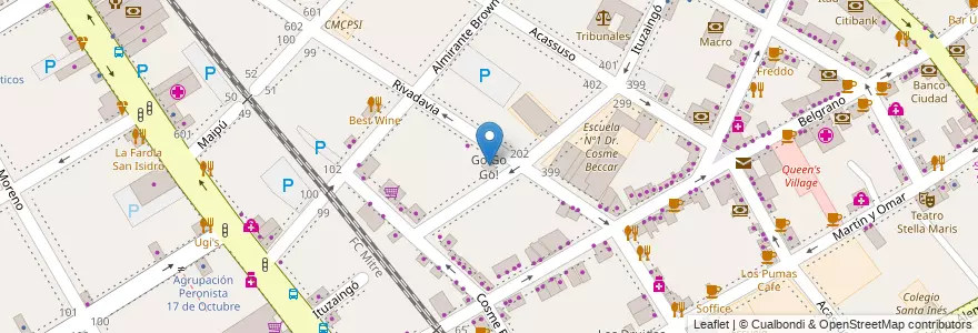 Mapa de ubicacion de Go Go Go! en Argentinië, Buenos Aires, Partido De San Isidro, San Isidro.