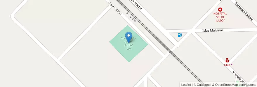 Mapa de ubicacion de Gobernador Castro Futbol Club en アルゼンチン, ブエノスアイレス州, Partido De San Pedro.