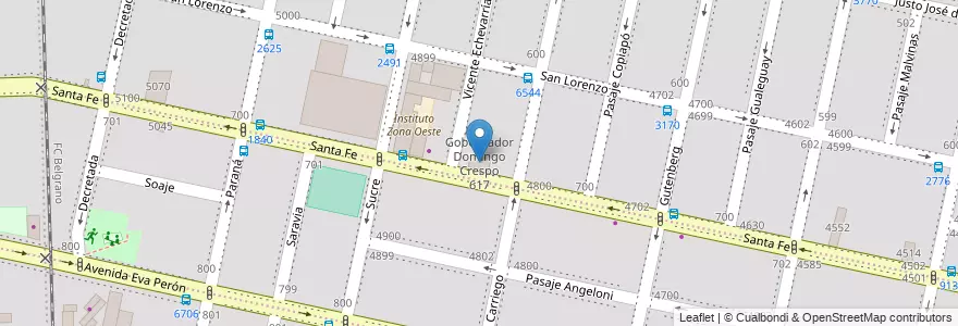 Mapa de ubicacion de Gobernador Domingo Crespo 617 en Argentinië, Santa Fe, Departamento Rosario, Municipio De Rosario, Rosario.