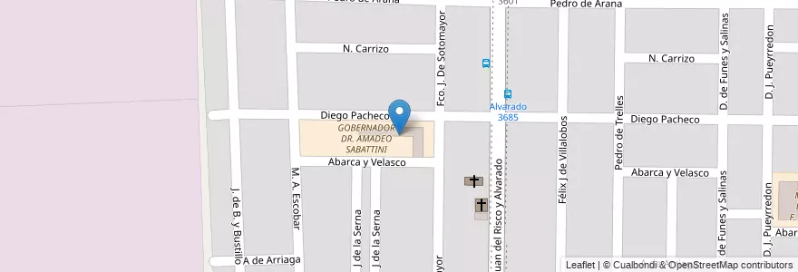 Mapa de ubicacion de GOBERNADOR DR. AMADEO SABATTINI en Argentinië, Córdoba, Departamento Capital, Pedanía Capital, Córdoba, Municipio De Córdoba.