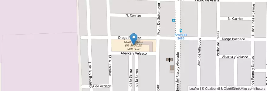Mapa de ubicacion de GOBERNADOR DR. AMADEO SABATTINI en آرژانتین, Córdoba, Departamento Capital, Pedanía Capital, Córdoba, Municipio De Córdoba.