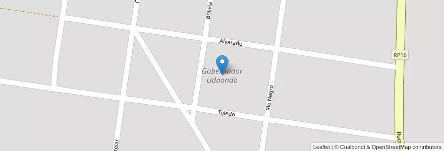 Mapa de ubicacion de Gobernador Udaondo en アルゼンチン, ブエノスアイレス州, Partido De Cañuelas, Gobernador Udaondo.