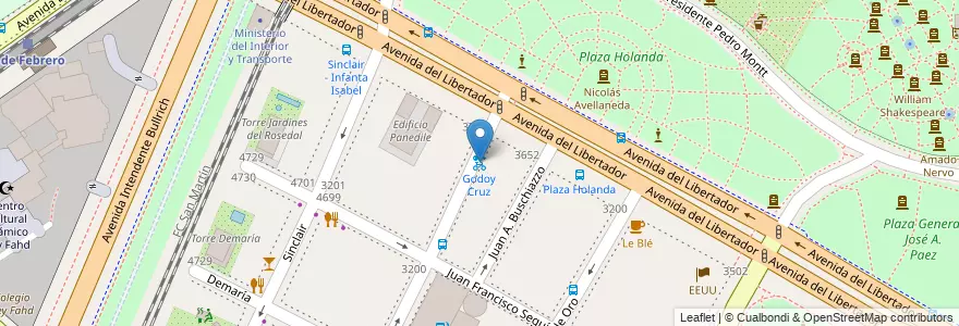 Mapa de ubicacion de Godoy Cruz, Palermo en Argentinien, Ciudad Autónoma De Buenos Aires, Buenos Aires, Comuna 14.