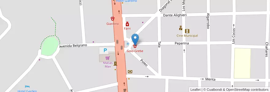 Mapa de ubicacion de Goio-Grebe en Аргентина, Кордова, Departamento Punilla, Pedanía San Antonio, Municipio De Villa Giardino, Villa Giardino.