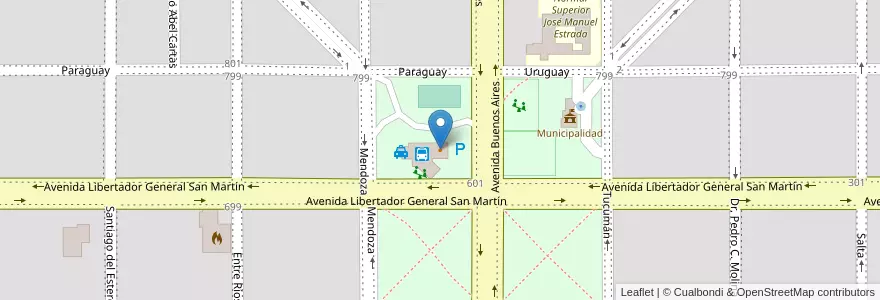 Mapa de ubicacion de Gold Café en Argentinien, Provinz Córdoba, Departamento Tercero Arriba, Pedanía Salto, Municipio De Almafuerte, Almafuerte.