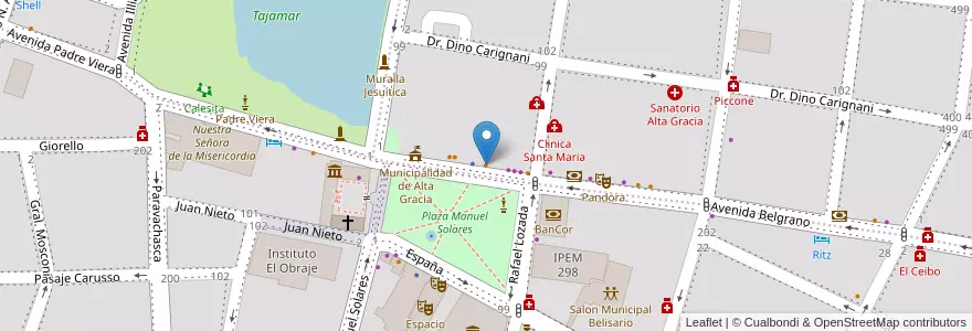 Mapa de ubicacion de Gold Cafe en 阿根廷, Córdoba, Departamento Santa María, Pedanía Alta Gracia, Municipio De Alta Gracia, Alta Gracia.