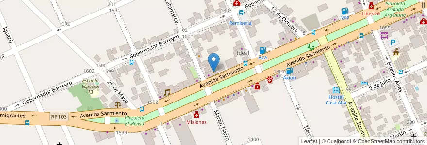Mapa de ubicacion de Golemba's en 아르헨티나, Misiones, Departamento Oberá.