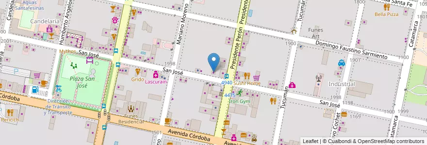 Mapa de ubicacion de Golosinas San José en آرژانتین, سانتافه, Departamento Rosario, Municipio De Funes, Funes.