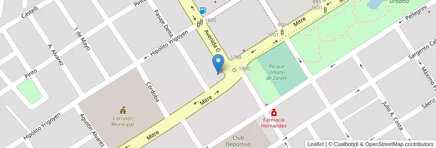 Mapa de ubicacion de Gomería 24 hs. Charly en Argentina, Buenos Aires, Partido De Zárate.