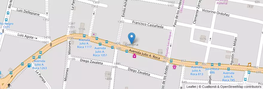 Mapa de ubicacion de Gomeria en アルゼンチン, コルドバ州, Departamento Capital, Pedanía Capital, Córdoba, Municipio De Córdoba.