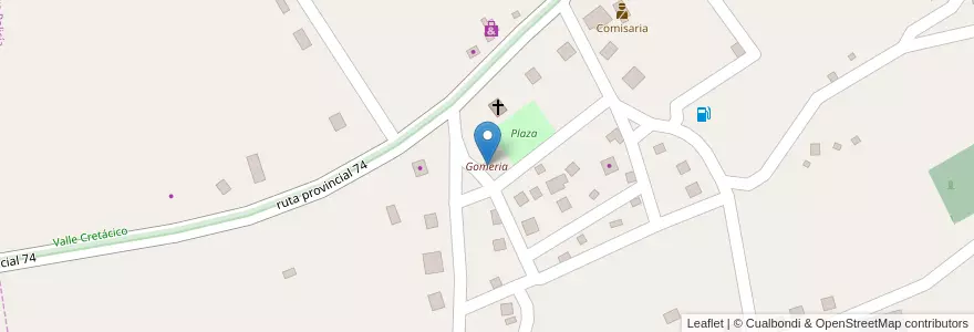Mapa de ubicacion de Gomeria en アルゼンチン, チリ, リオネグロ州, Cerro Policía, Departamento El Cuy.