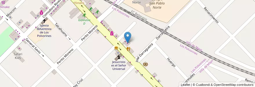 Mapa de ubicacion de Gomeria en Arjantin, Buenos Aires, Partido De Malvinas Argentinas, Los Polvorines.