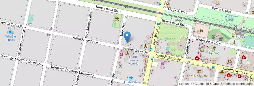 Mapa de ubicacion de Gomería Hipo en الأرجنتين, سانتا في, Departamento Rosario, Municipio De Funes, Funes.