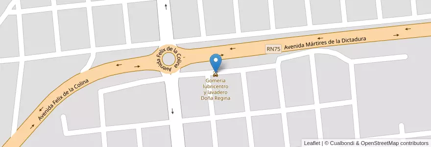 Mapa de ubicacion de Gomeria lubricentro y lavadero Doña Regina en Arjantin, La Rioja, Departamento Capital, La Rioja.