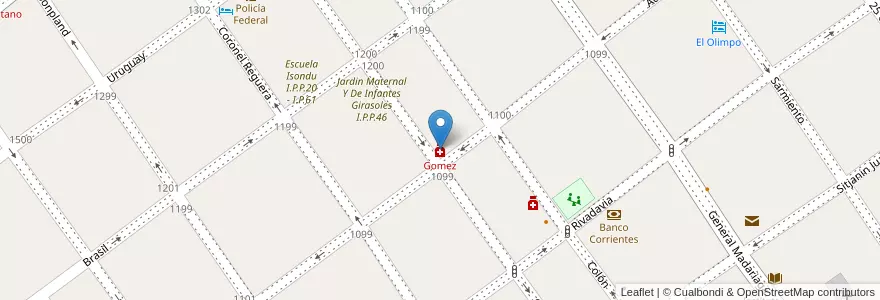 Mapa de ubicacion de Gomez en Arjantin, Corrientes, Departamento Paso De Los Libres, Municipio De Paso De Los Libres.