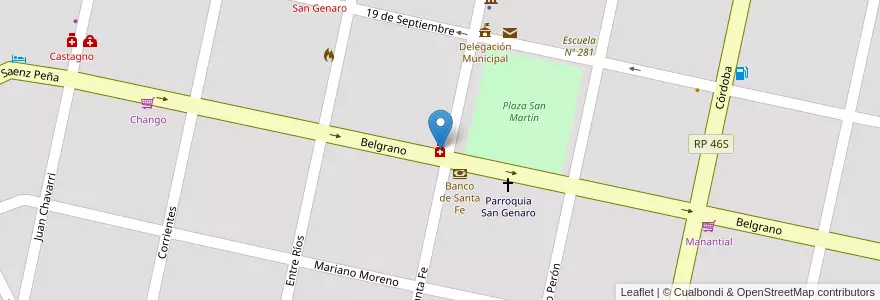 Mapa de ubicacion de Gómez en 아르헨티나, Santa Fe, Departamento San Jerónimo, Municipio De San Genaro, San Genaro.