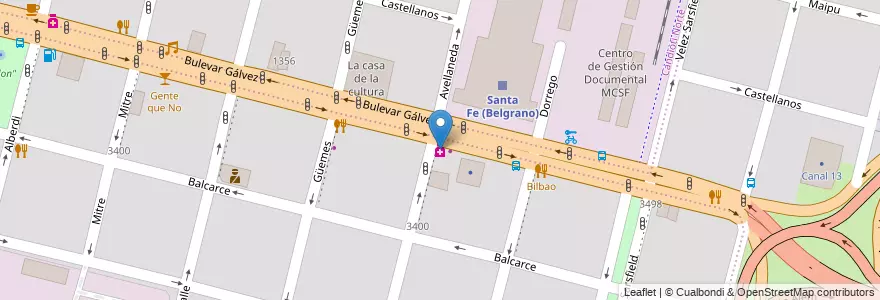 Mapa de ubicacion de Gómez-Ortega en الأرجنتين, سانتا في, إدارة العاصمة, سانتا في العاصمة, سانتا في.